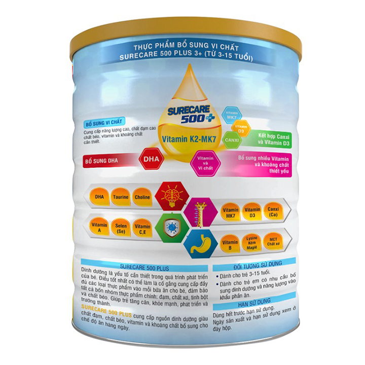 Sữa Surecare 500 Plus 3 900g 3-15 tuổi