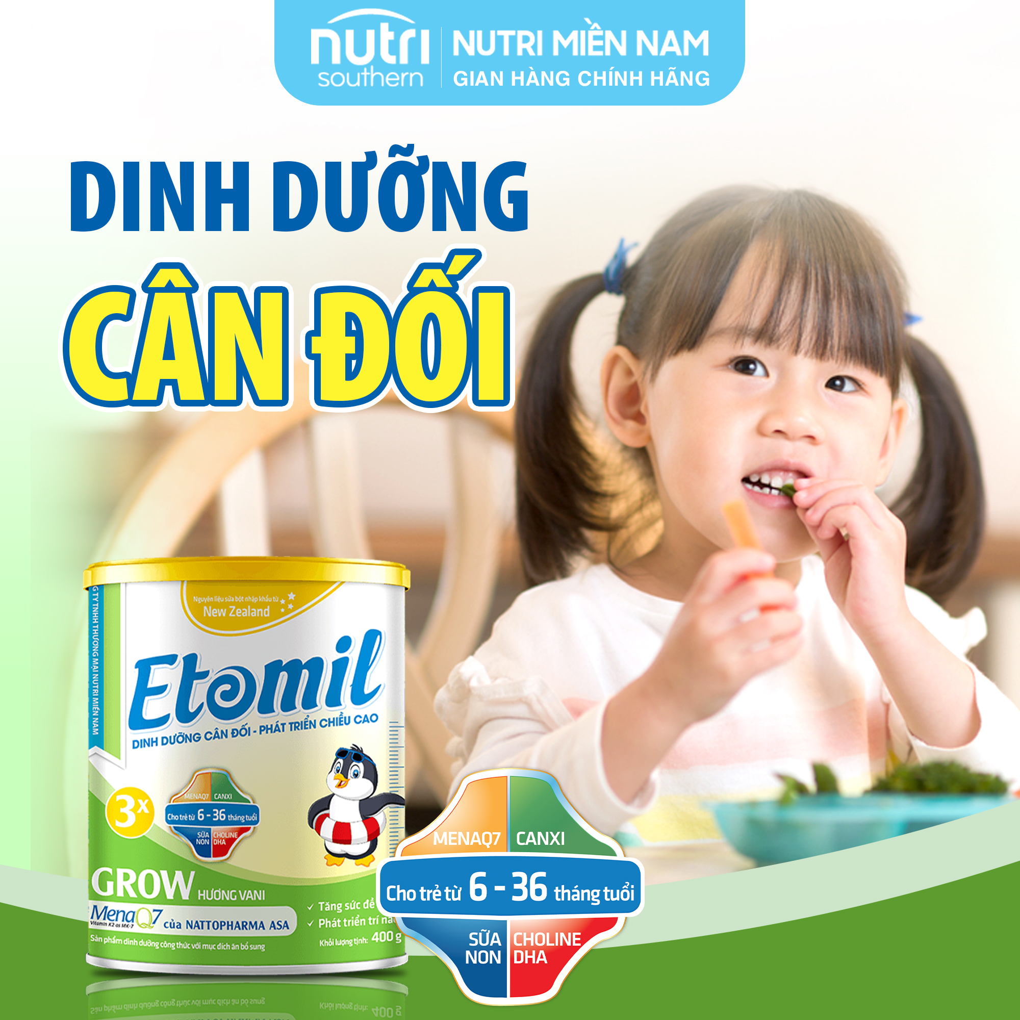 Sữa Etomil 3X Grow hộp 700gram - Giúp bé tăng cường phát triển chiều cao