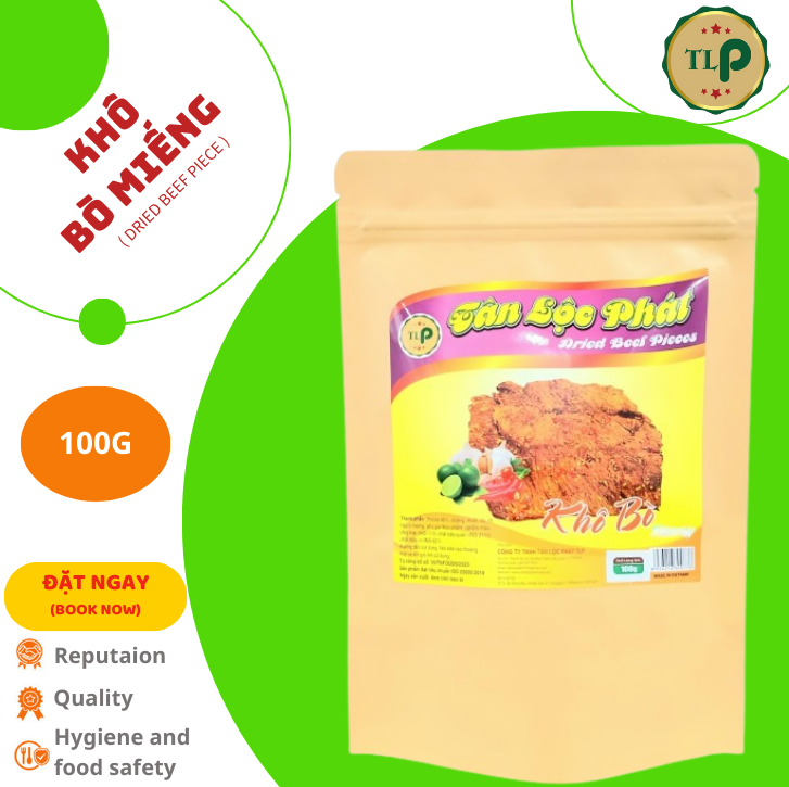 KHÔ BÒ MIẾNG MỀM THƯƠNG HIỆU TÂN LỘC PHÁT - 100G