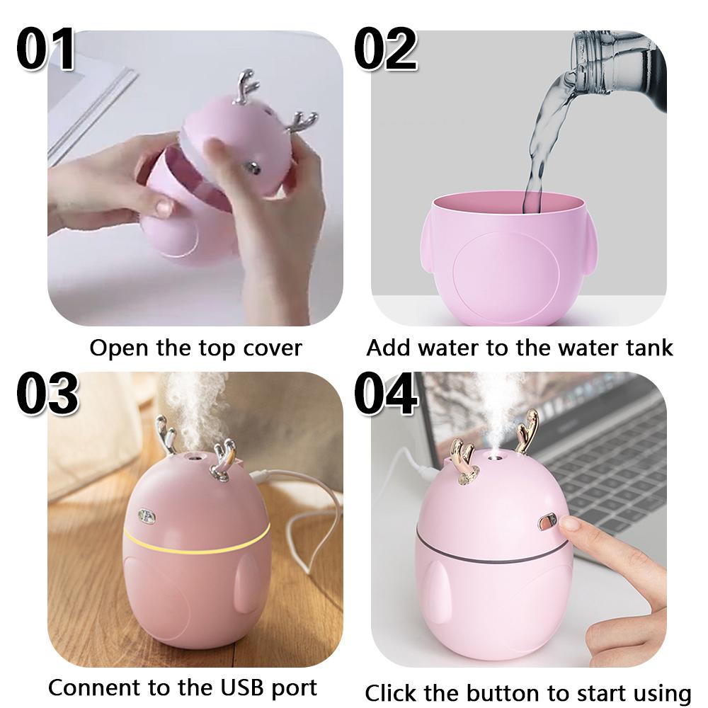 Máy tạo ẩm không khí mini 320ml, máy khuếch tán tinh dầu dễ thương, máy khuếch tán hương thơm phòng USB, máy phun sương siêu âm cho văn phòng gia đình