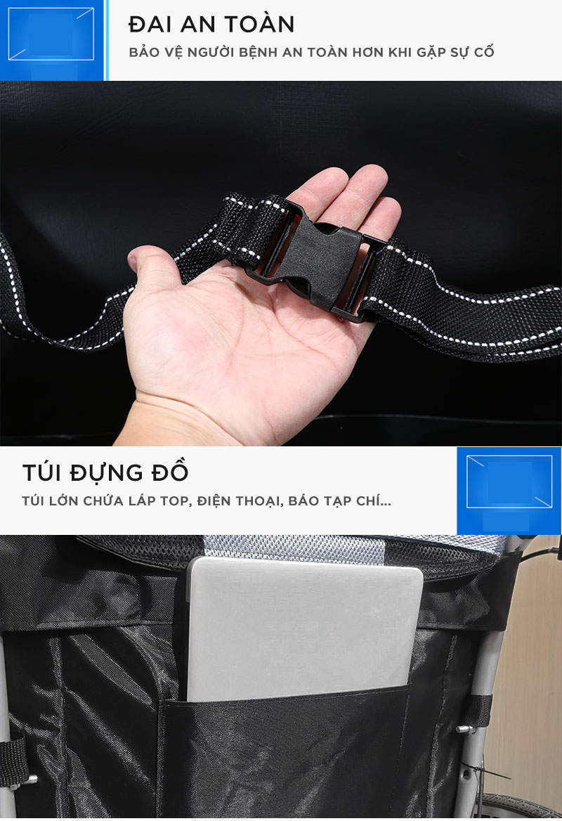Xe lăn gấp gọn xách tay, siêu nhỏ gọn, siêu nhẹ - Tay ghế có thể nâng lên tiện cho việc ra vào - Hàng chính hàng NIKITA 2023