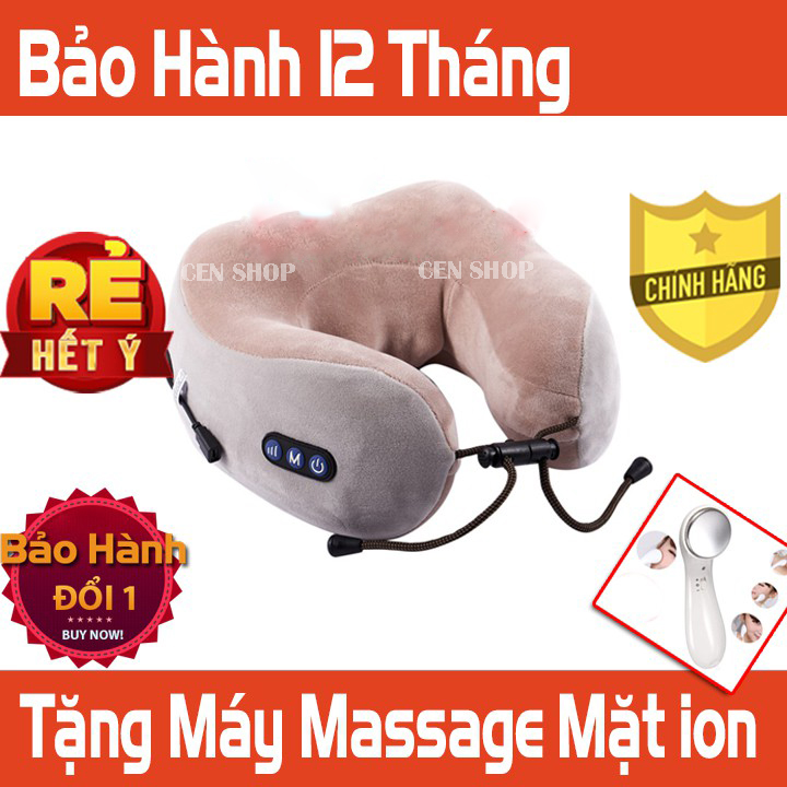 Gối Massage Cổ Hồng Ngoại, Mát Xa Du Lịch Không Dây (Đeo cổ) - Pin 2000 mAh - Tặng Kèm 1 Máy Ion Massage Mặt| Sử dụng liệu pháp massage Shiatsu Nhật Bản