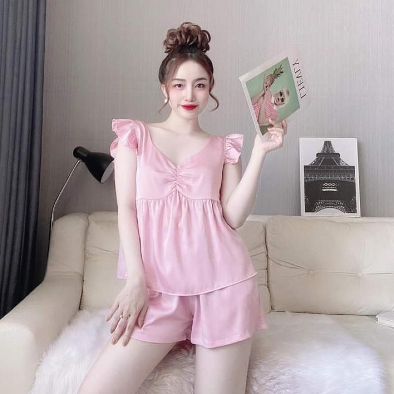 Đồ bộ nữ, đồ bộ đùi cánh tiên satin, đồ ngủ mặc nhà mềm mát ảnh thật- Phuongaliceshop