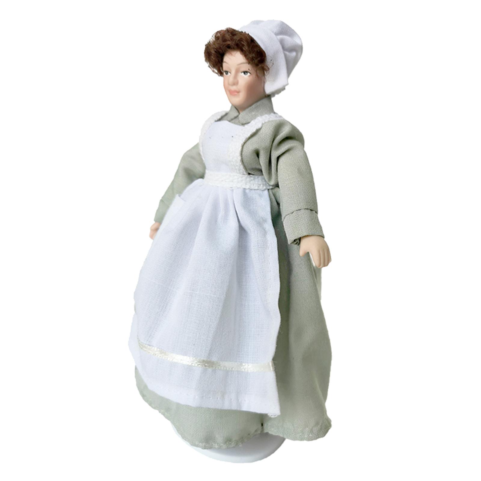 2pcs 1:12 Dollhouse Miniature Porcelain Doll Model, Women And Boss