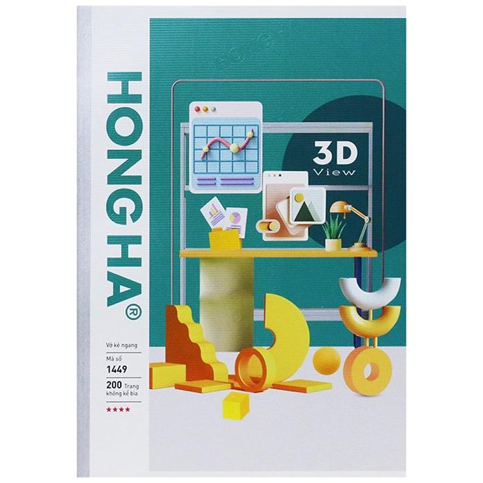 Combo 5 Tập Học Sinh 3D View - Kẻ Ngang 200 Trang 70gsm - Hồng Hà 1449 (Mẫu Bìa Giao Ngẫu Nhiên)