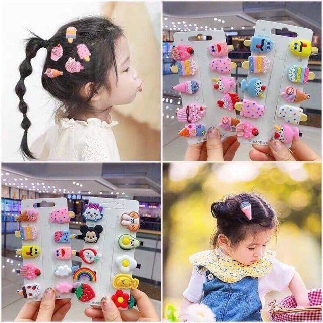 Bán sỉ 10 vỉ set 10 kẹp tóc hình cute cho bé - giao ngẫu nhiên hình