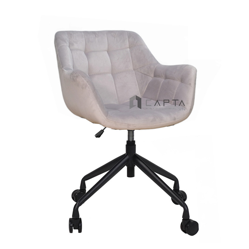 Hình ảnh Ghế làm việc  màu xám có bánh xe CE1022-F Nội thất Capta Ghế nệm nhung có thể điều chỉnh độ cao, Office Chair