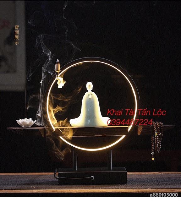 Bộ đế gỗ đèn led thác khói để đặt tượng 6 món