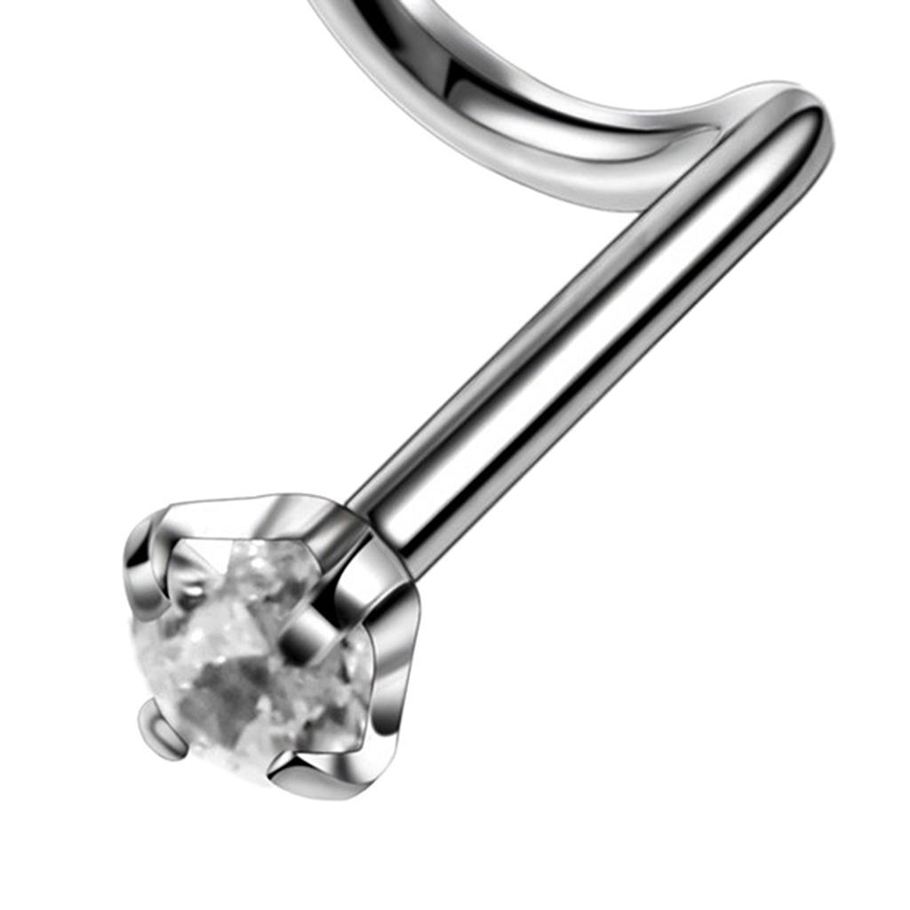 Multicolor Zircon Curved Nose Studs Bar Ring Body Piercing Jewelry 9Pcs 20g