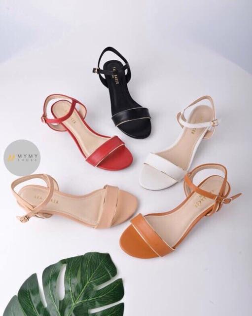 Giày sandal 3 phân thời trang phối quai ngang xi mờ tiện lợi _A09VD