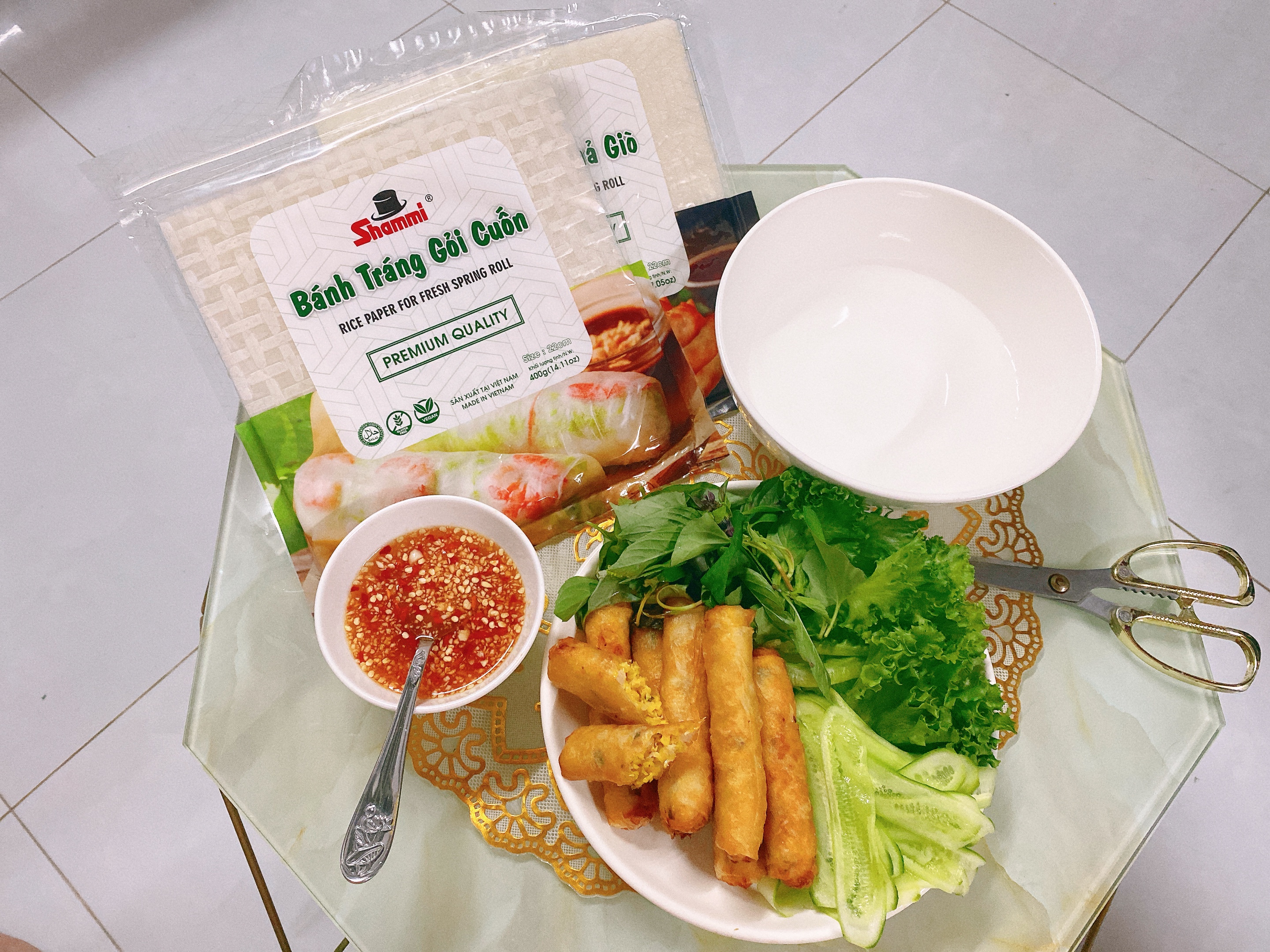 Combo 5 Bánh tráng gỏi cuốn Shammi VUÔNG size 22cm túi 400g (Bánh tráng xuất khẩu có túi zip)