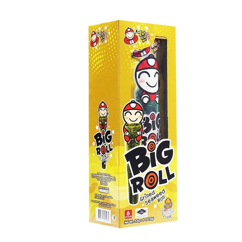 Snack rong biển Tao Kae Noi Big Roll vị Mực 3,6g - Hộp 6 gói