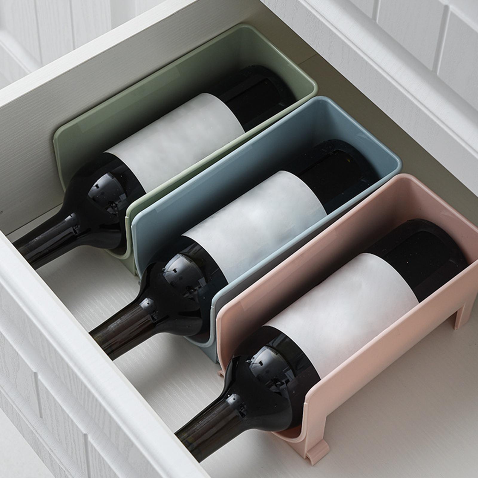 3x Stackable Wine Rack Display for Refrigerator Counter Top Pink Green Blue