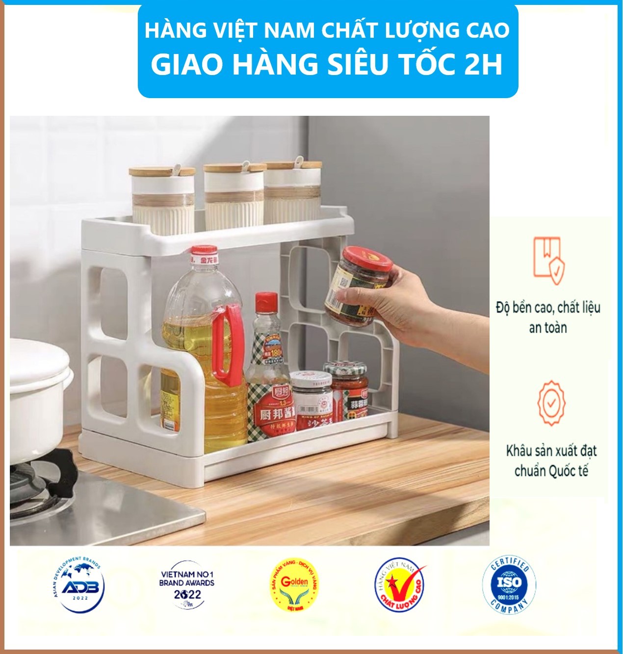 Kệ Đựng Gia Vị Nhà Bếp 2 Tầng Chắc Chắn Việt Nhật , Kệ Nhà Bếp Đa Năng - Hàng Việt Nam