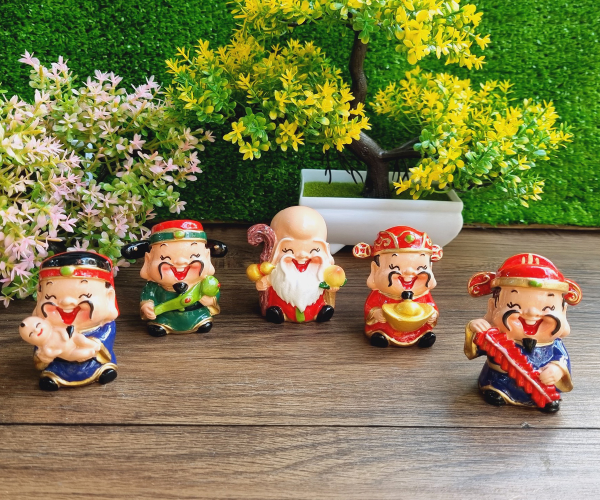 Bộ 05 tượng Ngũ Phúc Lâm Môn 6cm - dòng cao cấp