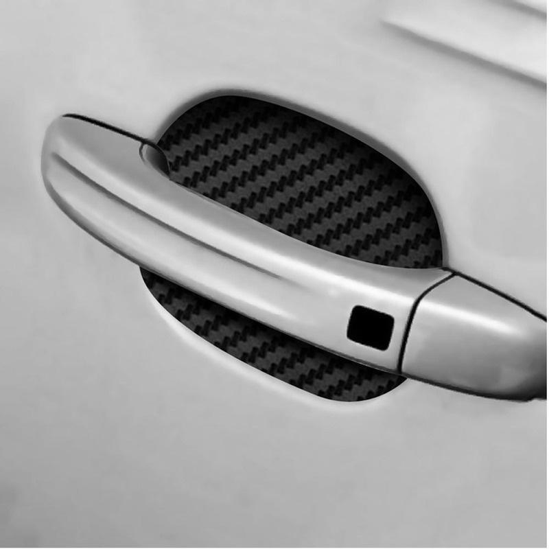 Bộ 4 Miếng Dán Bảo Vệ Tay Cầm Cửa Xe Hơi Chống Trầy Xước Chất Liệu Sợi Carbon Màu Trắng