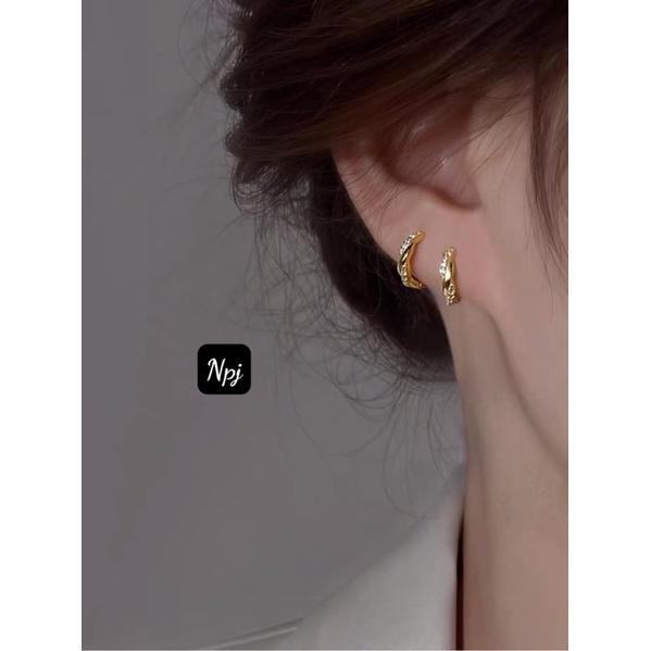 Bông tai bạc nữ vòng tròn kiểu xoắn, trẻ trung năng động -Bạc npj