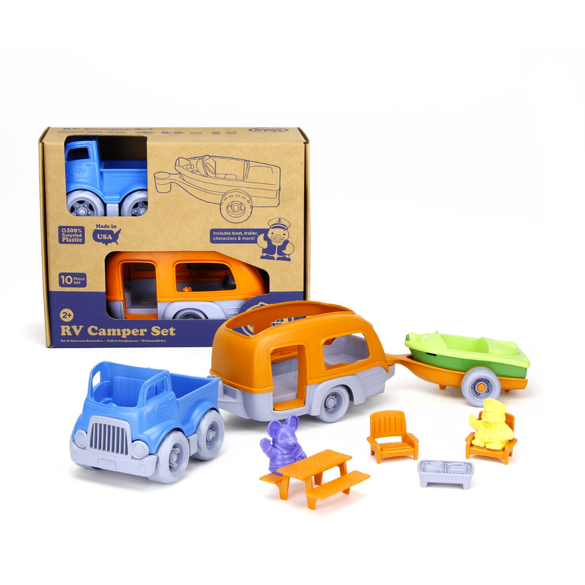 Bộ Đồ Chơi Xe, Thuyền Và Đồ Dùng Cắm Trại Green Toys Cho Bé Từ 2 Tuổi