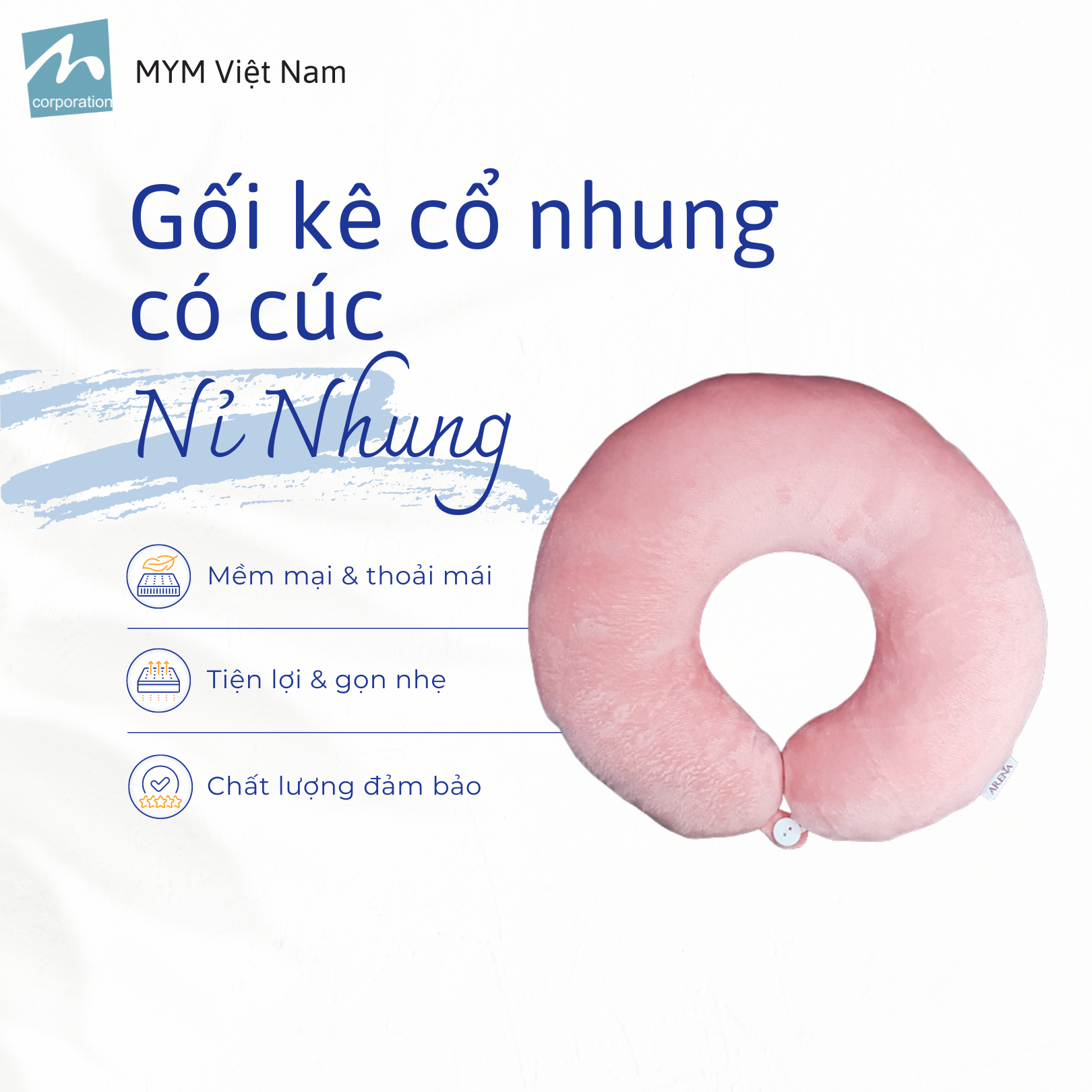 Gối Chữ U Kê Cổ Vải Nhung Mềm Mại Chống Đau Mỏi Vai Gáy Cho Dân Văn Phòng, Lái Xe, Du Lịch