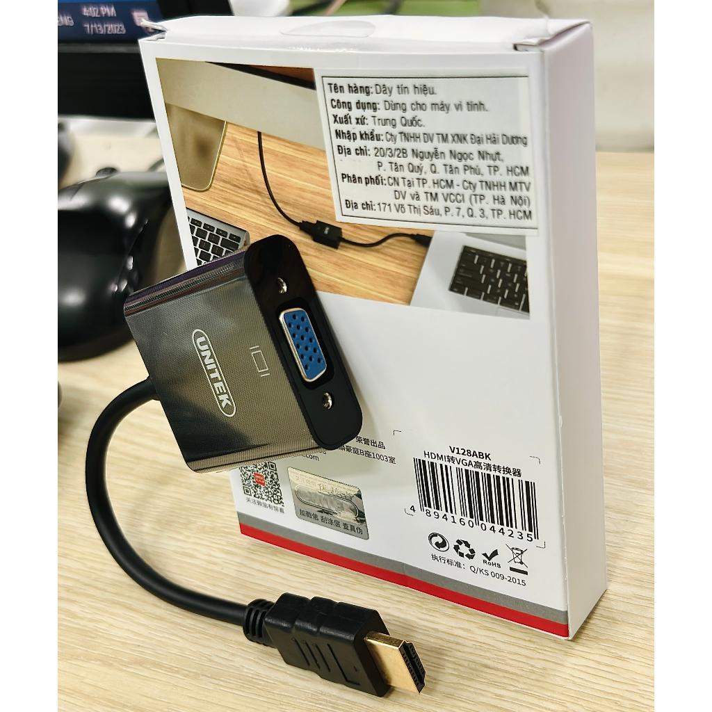 HDMI sang VGA 15cm V128ABK Unitek ( không audio ) - HÀNG CHÍNH HÃNG