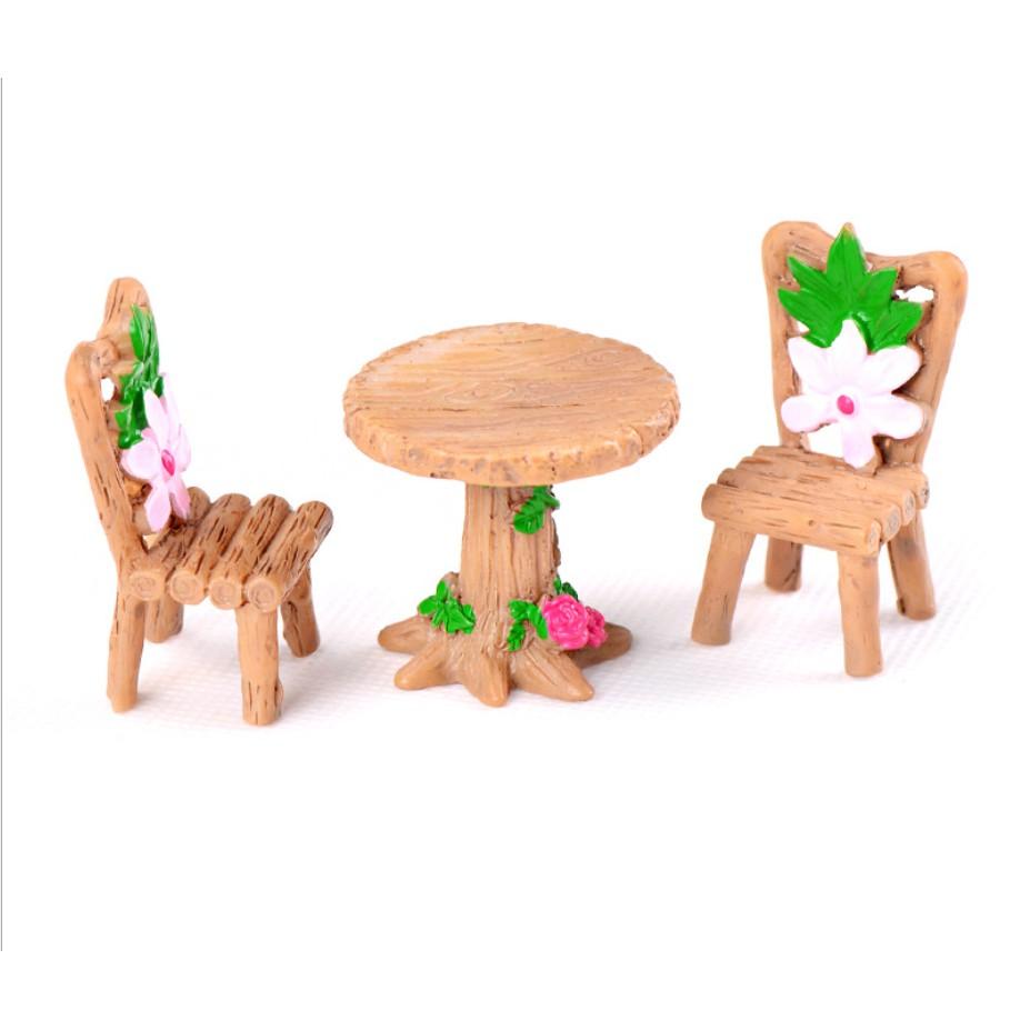 KHO-HN * Bộ bàn ghế dạng mộc trang trí nhà búp bê, bonsai, tiểu cảnh, terrarium, DIY