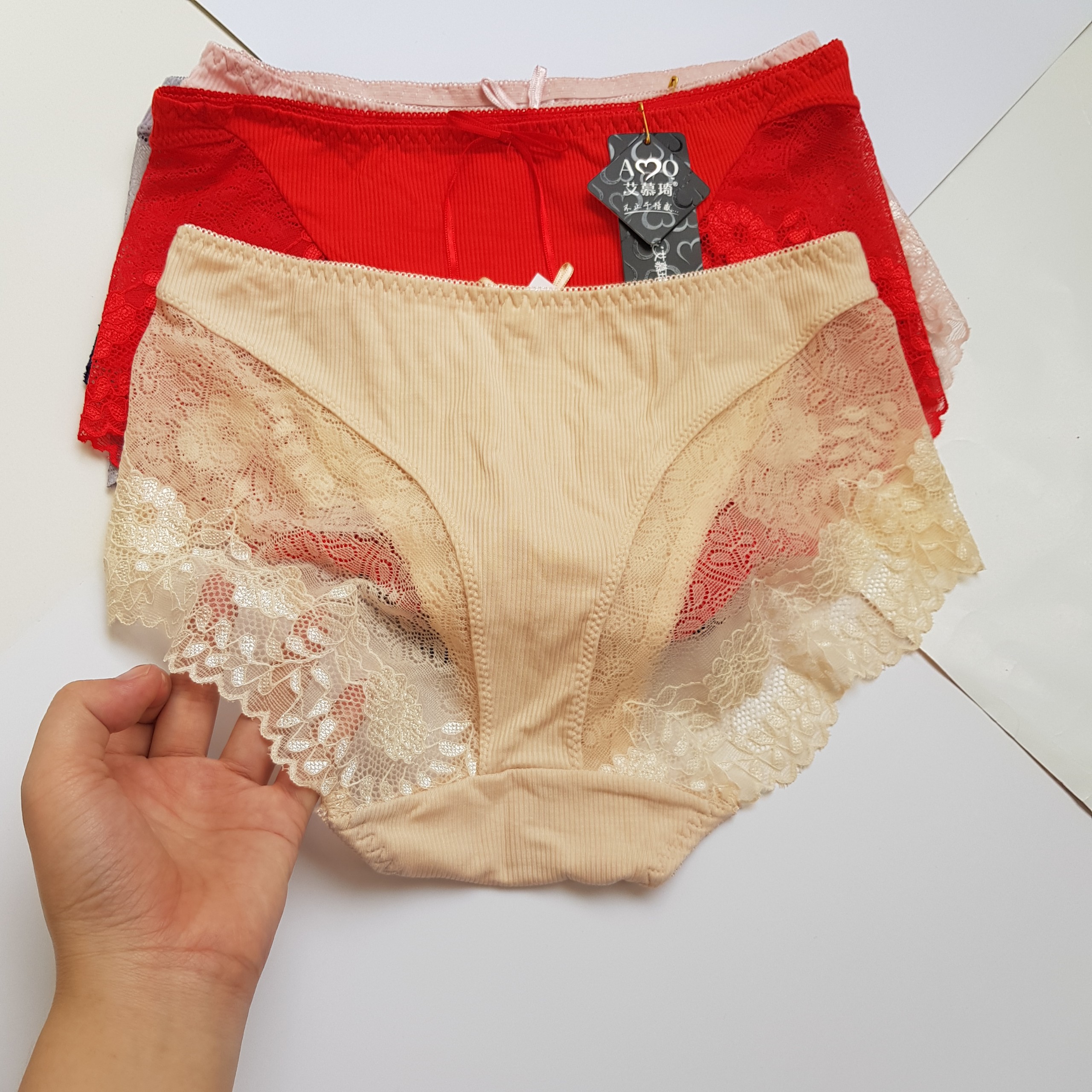 Combo 5 quần lót cotton phối ren siêu đẹp sexy phom to cực đẹp