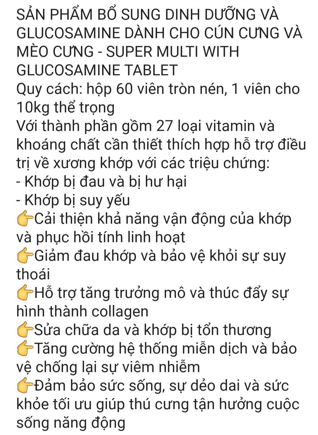 Natural Pet bổ sung dinh dưỡng và Glucosamine hỗ trợ xương khớp cho chó mèo (1 hộp x 60 viên)