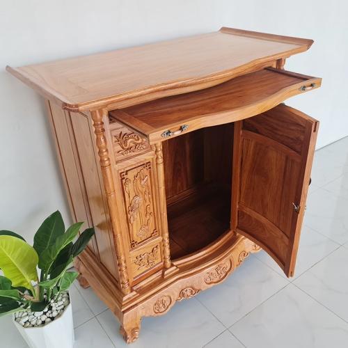 TỦ THỜ GỖ GÕ ĐỎ CAO 1M25 NGANG 63cm CỬA CONG , TỦ THỜ TAM ĐA PHÚC LỘC THỌ