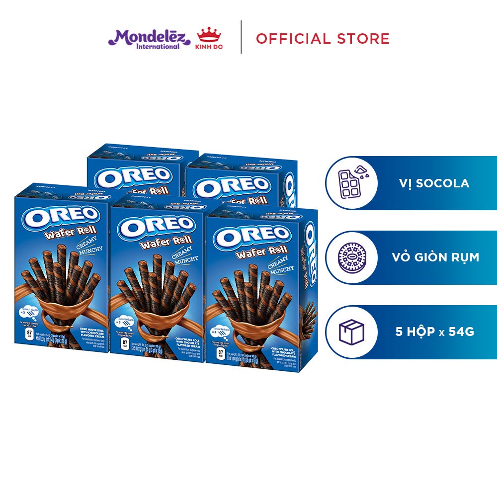 Combo 5 Hộp Bánh Quế OREO Vị Socola 5x54g