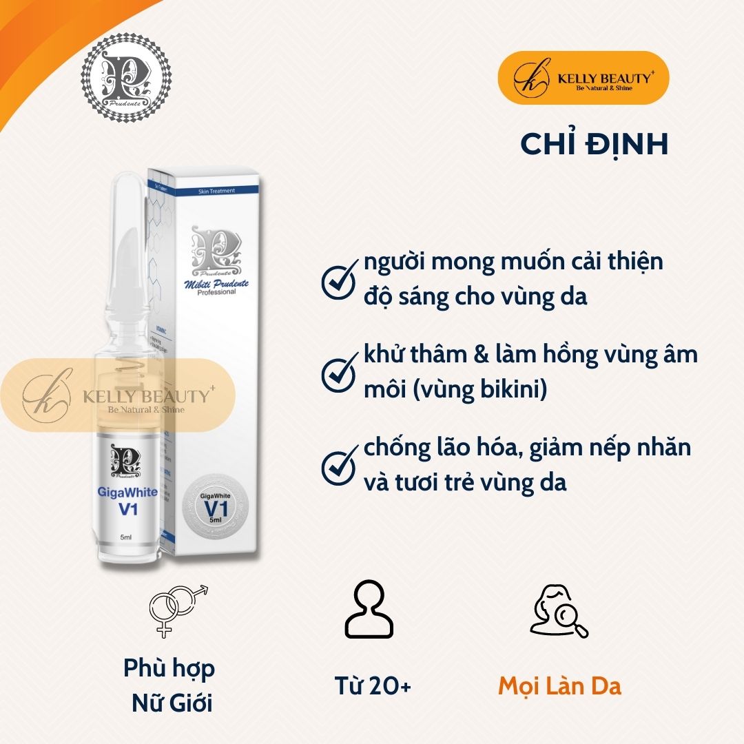 Kem Dưỡng Mibiti Prudente Gigawhite V1 - Khử Thâm, Dưỡng Hồng Cô Bé; Trẻ Hóa Và Giảm Nếp Nhăn - Kelly Beauty