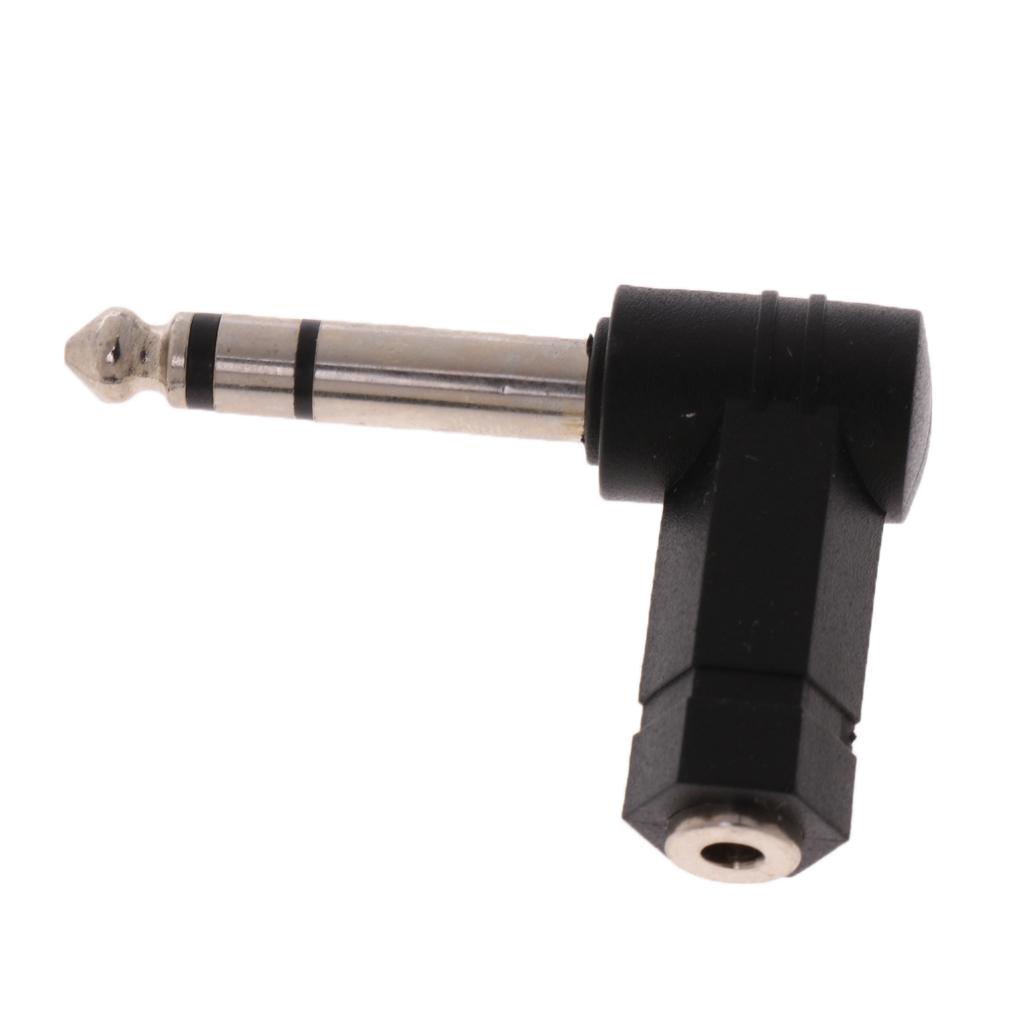 6.35mm Male Plug to 3.5mm Female Jack MIC Headset Audio Elbows Connector