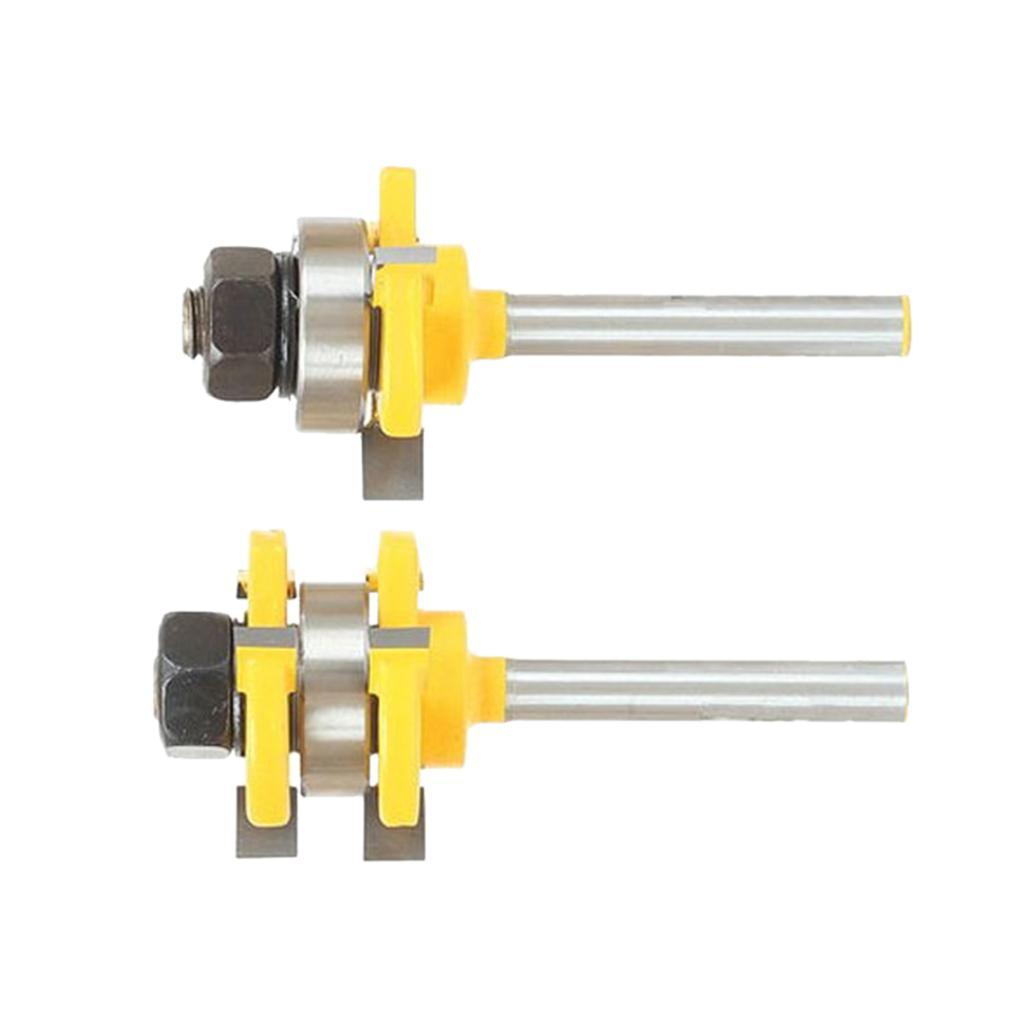 2Pieces Tongue &amp; Groove T- Slot Router Bit 1/4'' Shank Woodwork Milling Cutter