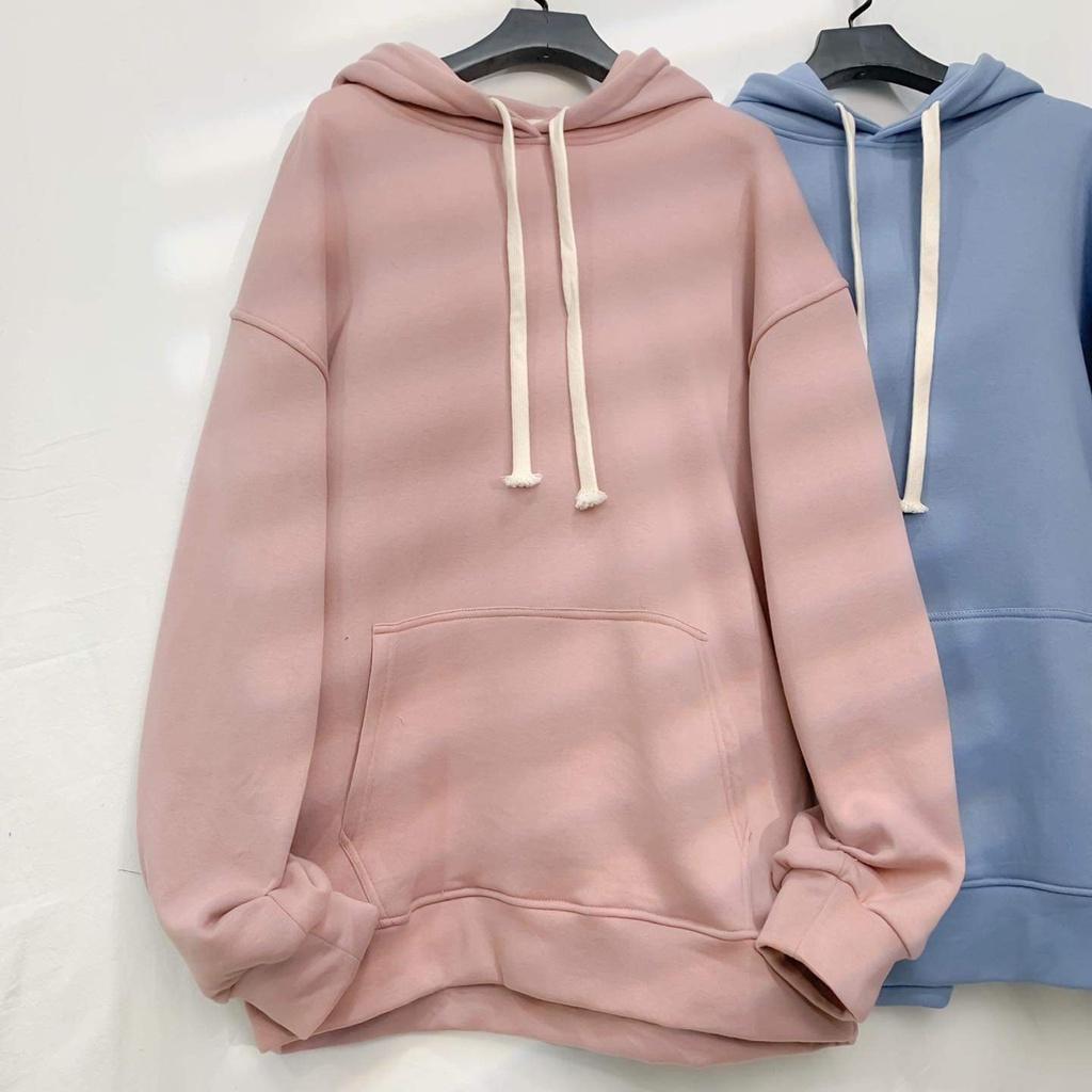 Áo Hoodie Basic Trơn SS2021 Form Rộng Vải Nỉ Cotton Lót Bông Ulzzang Unisex