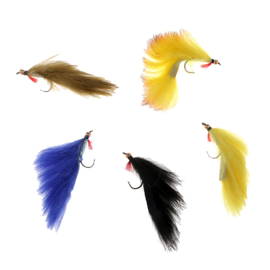 5pcs Bead Head Zonker Trout Flies Sinking Fly Fishing Streamers Flies