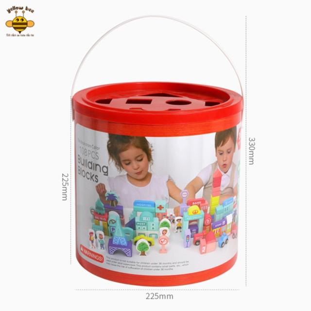 Đồ chơi Mô hình thành phố bằng gỗ có đế + xô