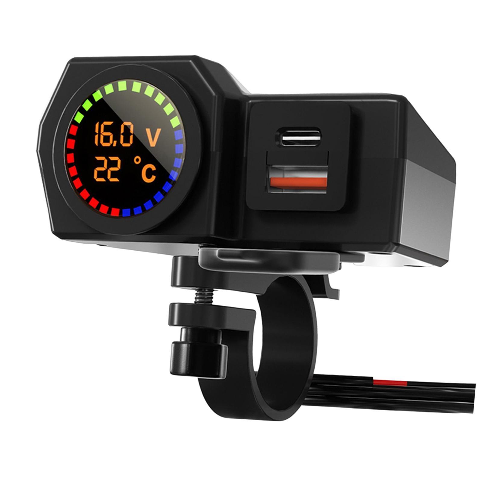 12V-24V Motorcycle USB Phone Charger QC 3.0 Port for Smartphone Cameras