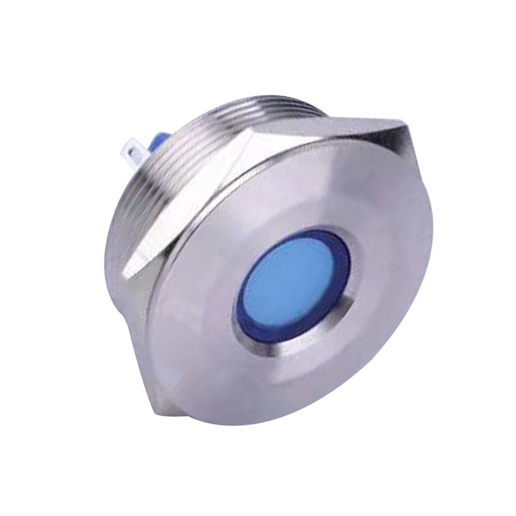 28mm 12V LED Xanh Dương IP67 Kim Loại Phi Tín Hiệu Đèn báo IB28B-FJ-D