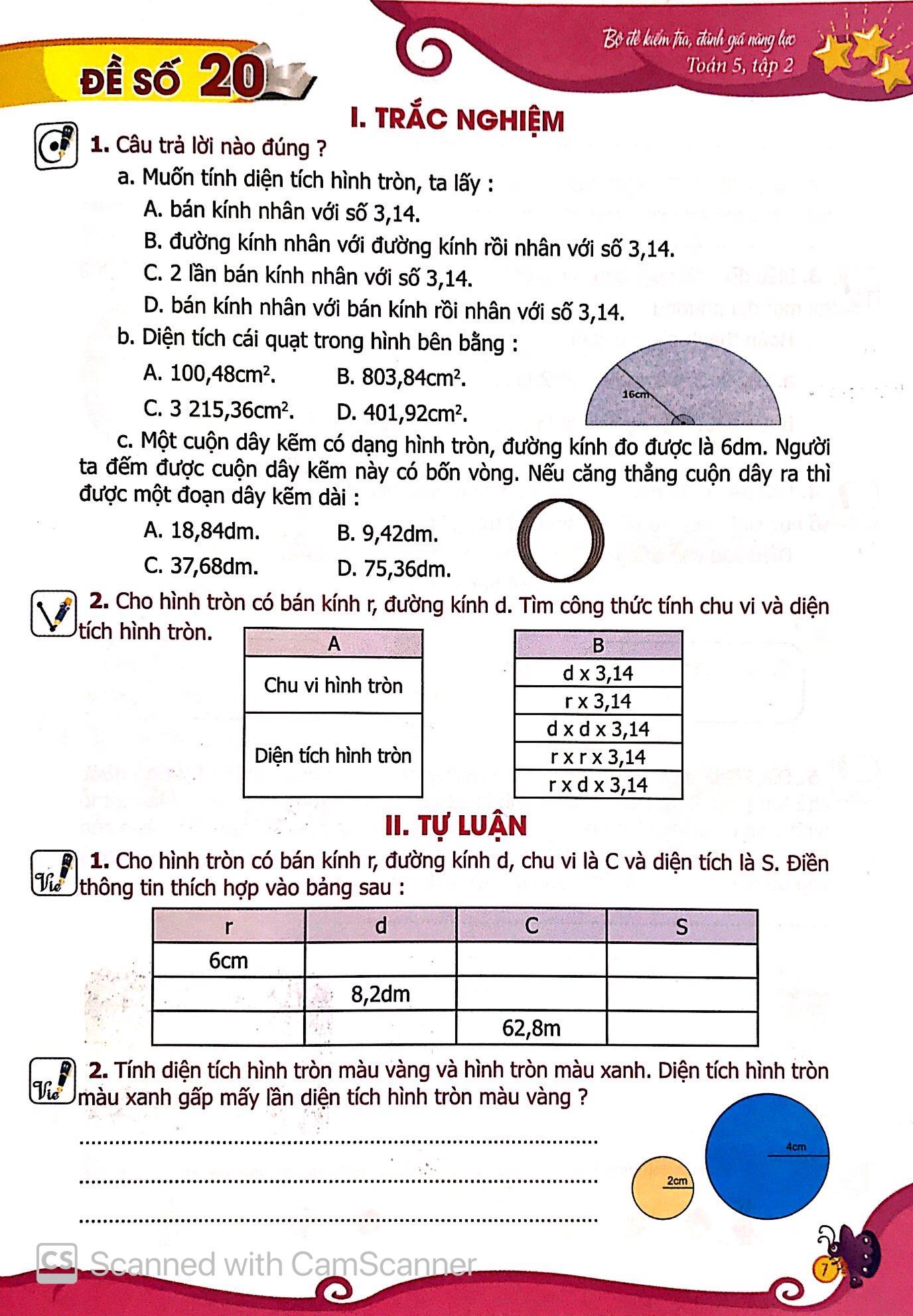 Bộ Đề Kiểm Tra, Đánh Giá Năng Lực Toán 5 - Tập 2