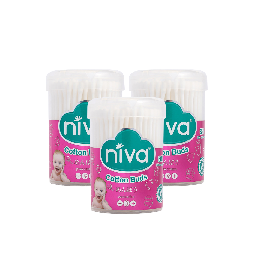 Combo 3 Tăm Bông NIVA Dành Cho Trẻ Em Hũ 150 Que Nhựa Bh1