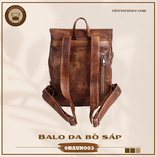 Balo Laptop Da Bò Thảo Mộc Patina, Balo Da Bò Thời Trang VietCow_0BAUN003