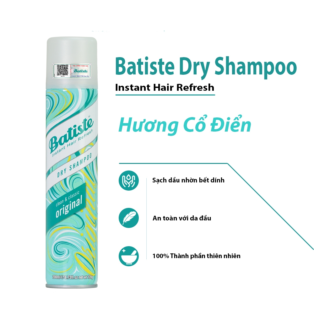 DẦU GỘI KHÔ BATISTE HƯƠNG CHANH ORIGINAL (CHAI 200ML)