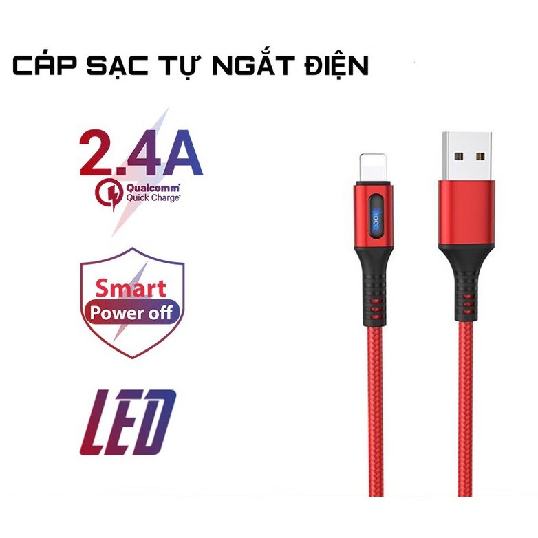 Cáp Sạc Tự Ngắt Hoco U79 Dành Cho IP, Sạc Nhanh Tự Ngắt Khi Đầy Pin, Hỗ Trợ Sạc Và Truyền Dữ Liệu, Dây Lõi Đồng Không Oxy Mạ Thiếc - Hàng Chính Hãng