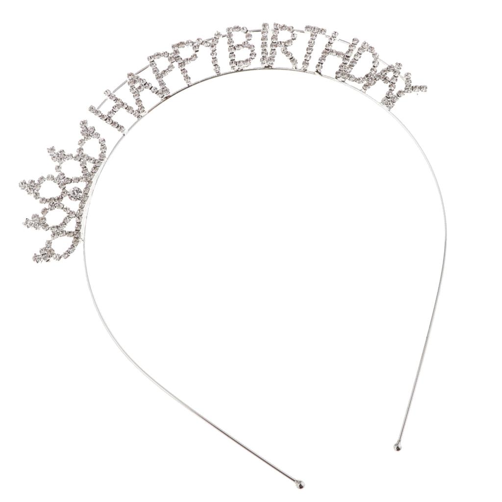Happy Birthday Tiara Crystal Rhinestone Crown Hair Jewelry Accessories