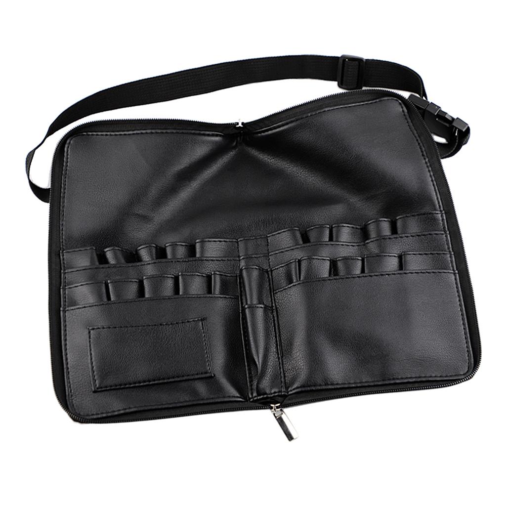 Multi Pocket Cosmetic Makeup Brushes Holder, Brushes Organizer PU Apron Bag Artist Belt Strap Make up Bag Holder