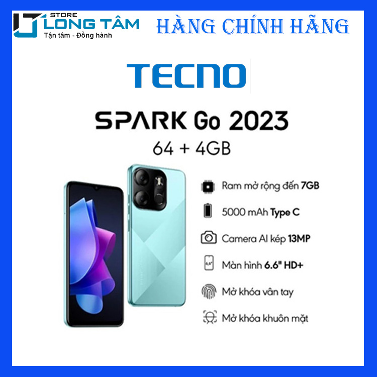 Điện thoại Tecno Spark Go 2023 4G/64G Hàng chính hãng