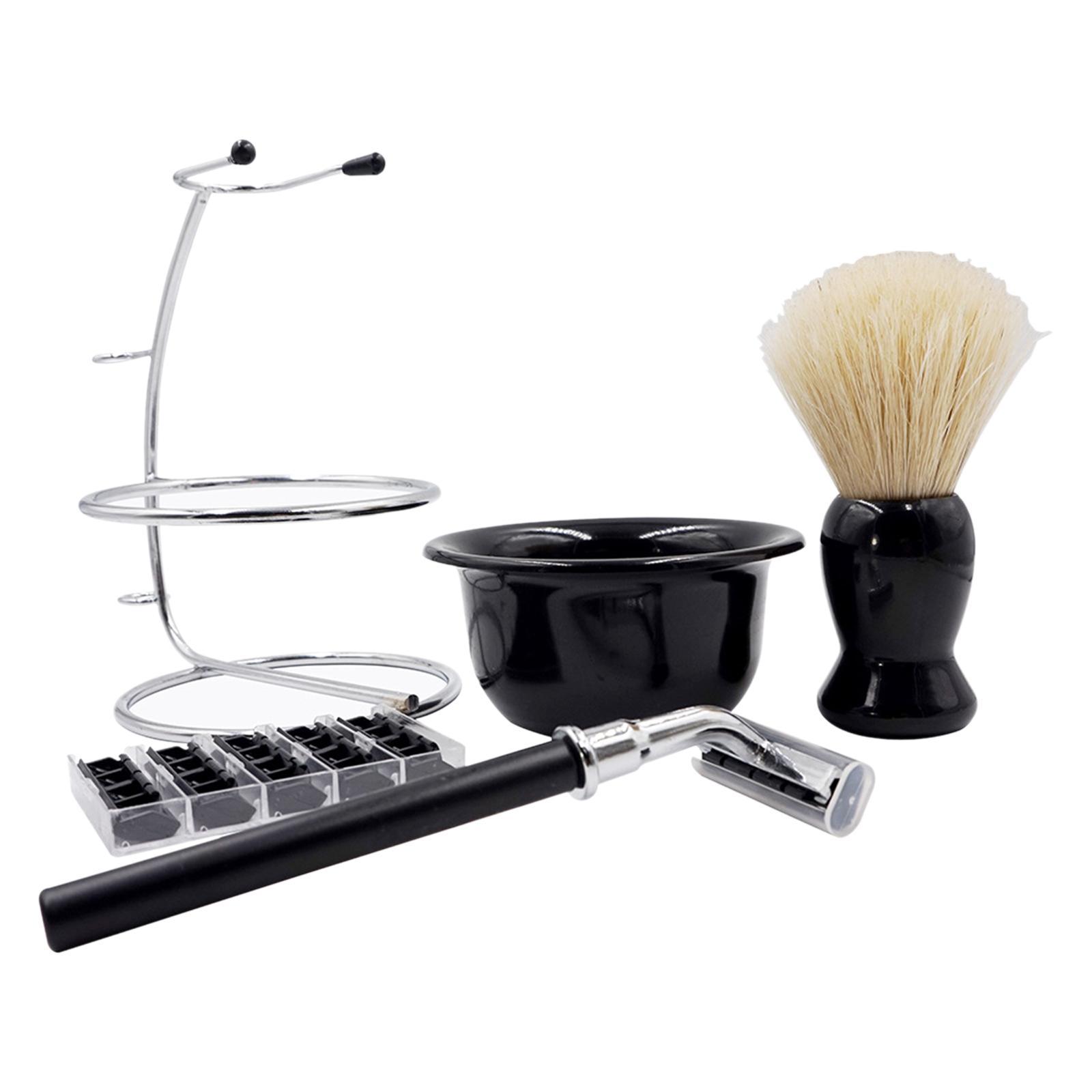 Travel Shaving Kit for Men Manual Stand Brush Bowl Set Elegant Durable