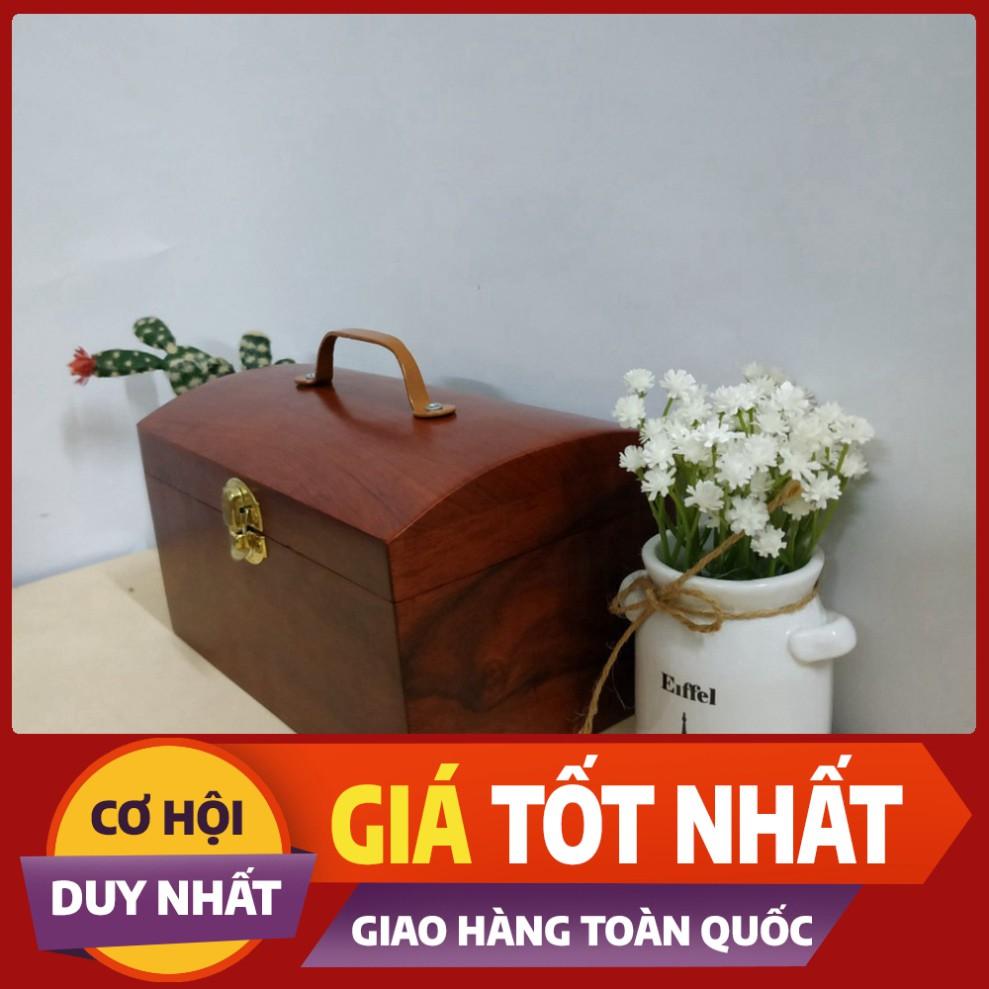 ) Hộp đựng con dấu, trang sức bằng gỗ nắp đồng cực đẹp