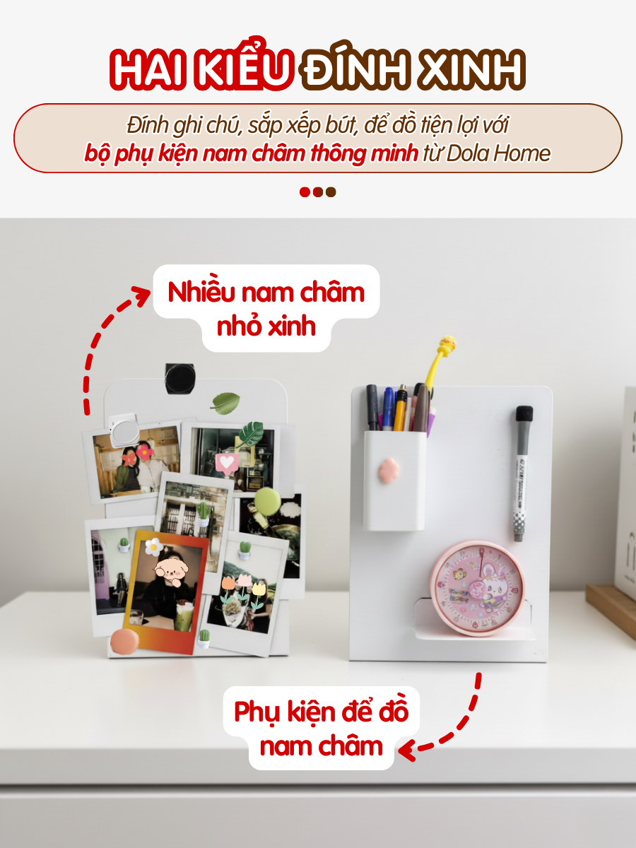 Bảng Từ Tính Kim Loại Dola Home – Nhỏ Gọn, Ghi Chú Viết Xoá Dễ, Decor Góc Làm Việc Aesthetic