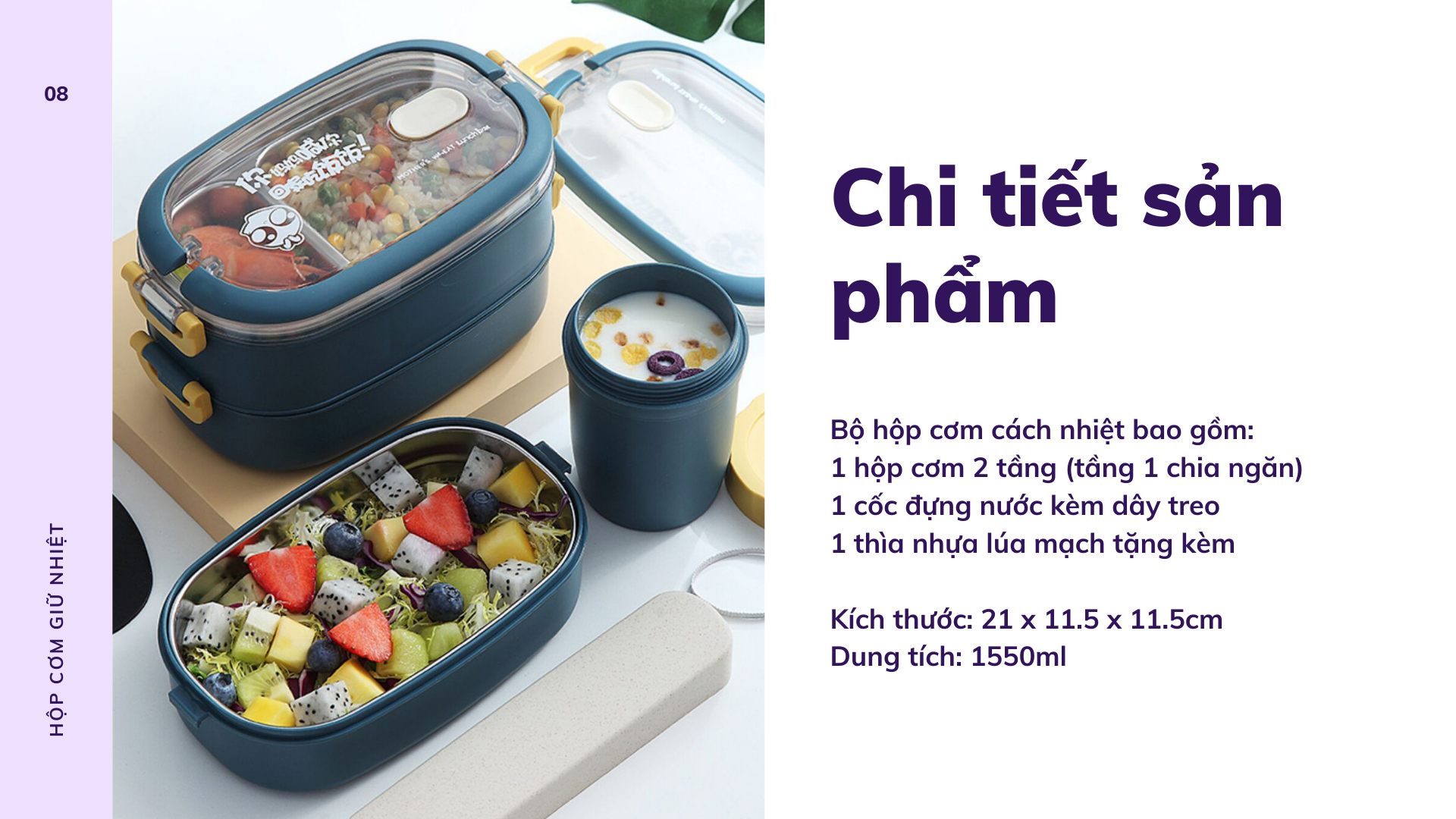 Hộp Cơm Văn Phòng Giữ Nhiệt  2 Lớp 2 Tầng Tiện Lợi Kèm Hộp Đựng Canh Soup và Bộ Đũa Thìa INOX – Chất Liệu INOX304An Toàn Cho Sức Khỏe – Hàng Chính Hãng MINIIN- Tặng Túi Đựng Cơm