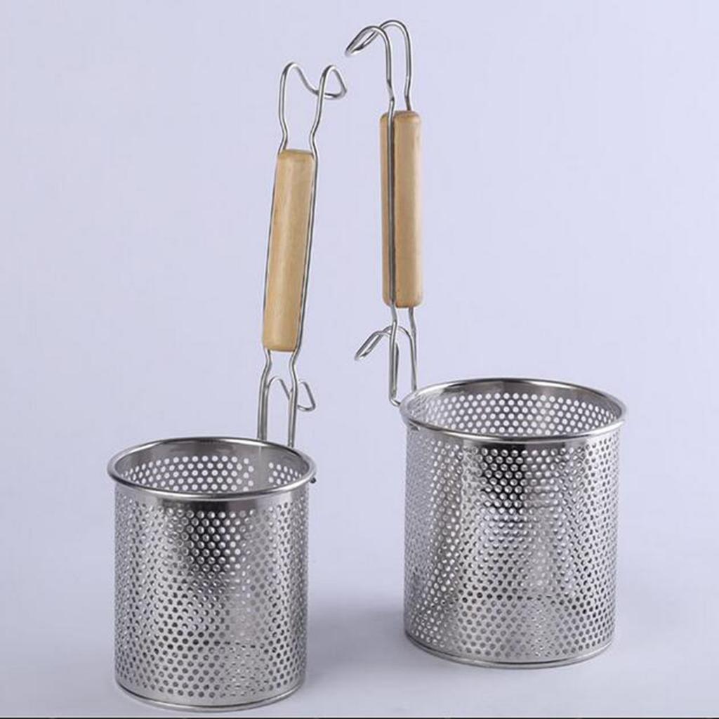 3X Kitchen Pasta Noodle Strainer, Stainless Steel, Deep Fry Basket 14cm